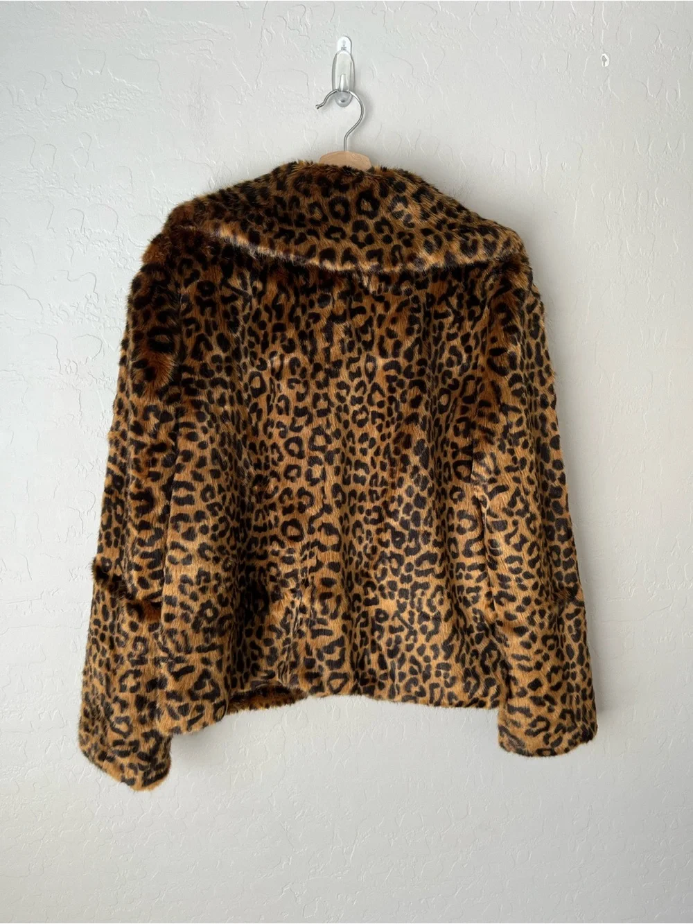 Sanctuary Over the Rainbow Faux Fur Leopard Animal Print Coat Mob Wife Med NEW